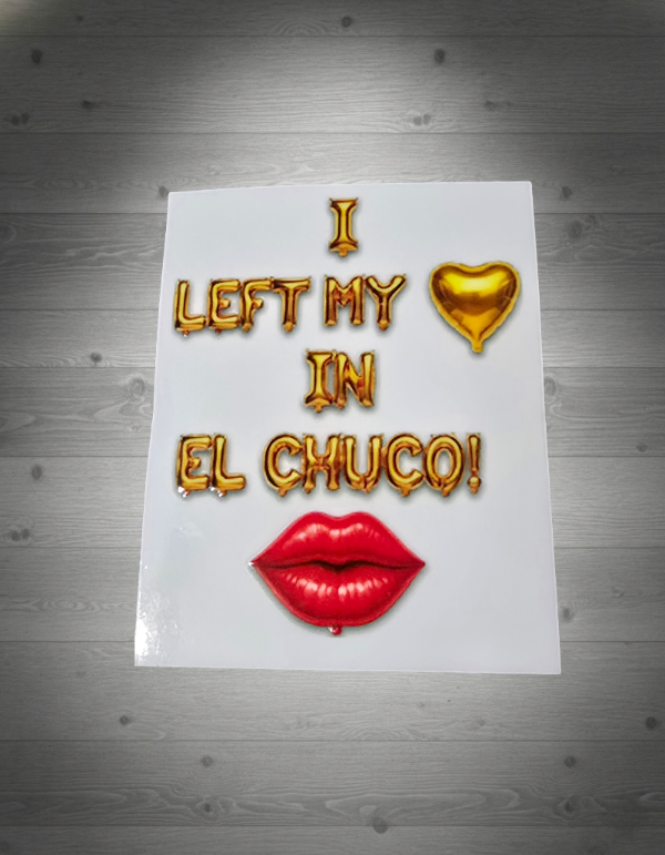 Text with heart and lips graphic on a grey wooden surface