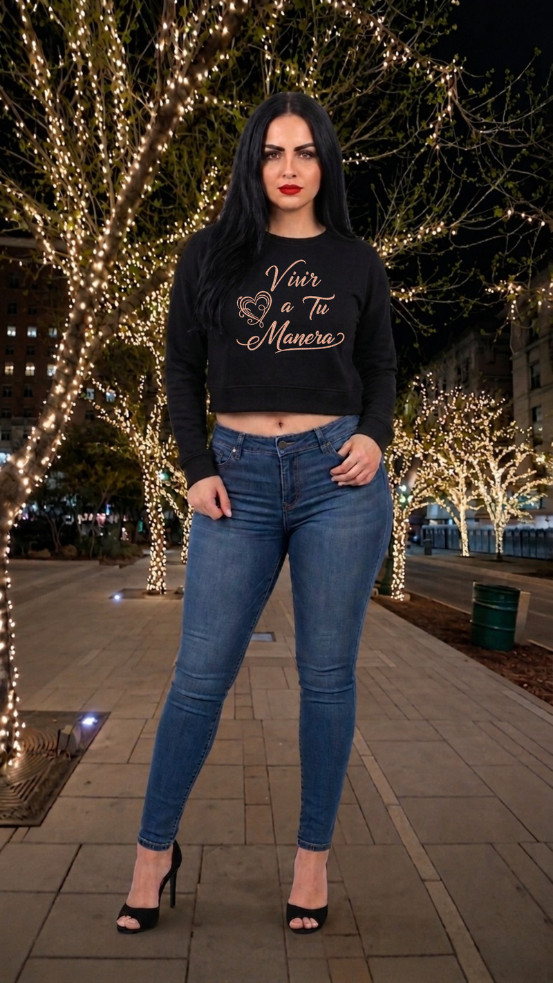 woman wearing crop top sweater